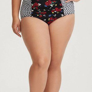 Floral Gingham High Waist Swim Bottom Size 4 NWT